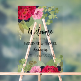 Bright & Colorful Blumengarten Bouquet Wedding Acrylschild