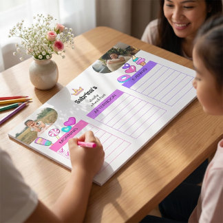 Bright Colorful Cute Kids Daily Checklist Photo  Notizblock