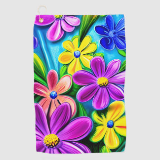 Bright Colorful Daisy Blume Golfhandtuch