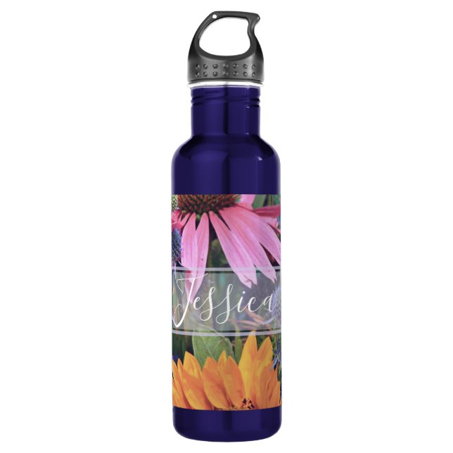 Bright Colorful Flowers Personalised Edelstahlflasche (Vorderseite)