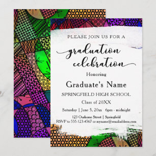 Bright Colorful Geometric Pattern Graduation Party Einladung