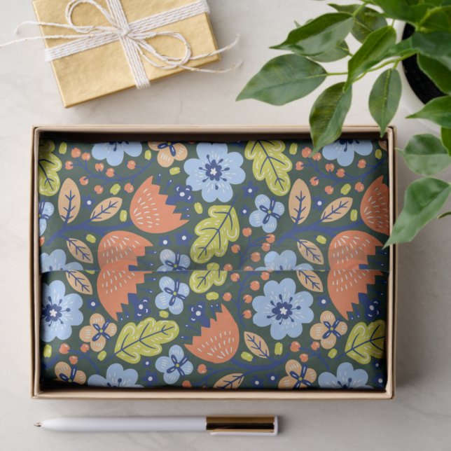 Bright Colorful Modern Pretty Flower Pattern Seidenpapier (Geschenk)