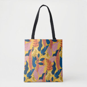 Bright colorful pattern with tropical leaves tasche