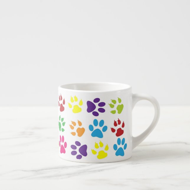Bright Colorful Paw Prints Pattern Espressotasse (Rechts)