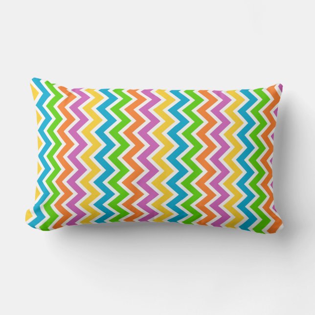 Bright Colorful Rainbow Chevron Pattern Lendenkissen (Vorderseite)