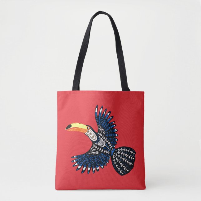 Bright Colorful Tropical Jungle Toucan Bird Tasche (Vorderseite)