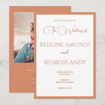 Bright Copper Elegant  Modern Calligraphy Wedding