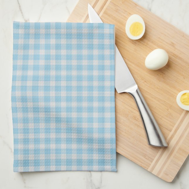 Bright Cornflower Blue Gingham Check Geschirrtuch (Viertel Falte)