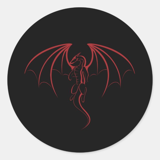 Bright Crimson Red Mythical Dragon Emblem Runder Aufkleber (Vorderseite)