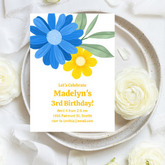 Bright Daisy Power Birthday Einladung
