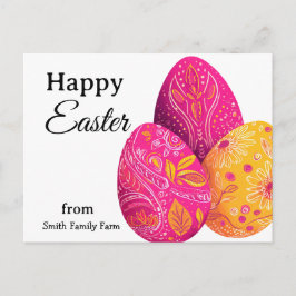 Bright Easter Eggs In Pink and Yellow Postkarte