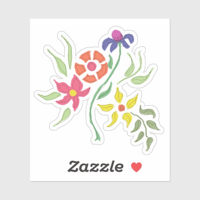 Bright farbenfrohe BlumenBouquet Aufkleber (Blatt)