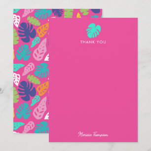 Bright farbenfrohe Tropical Summer Blätter Muster Dankeskarte