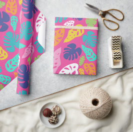 Bright farbenfrohe Tropical Summer Blätter Muster Geschenkpapier
