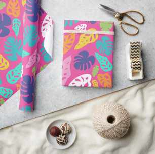 Bright farbenfrohe Tropical Summer Blätter Muster Geschenkpapier