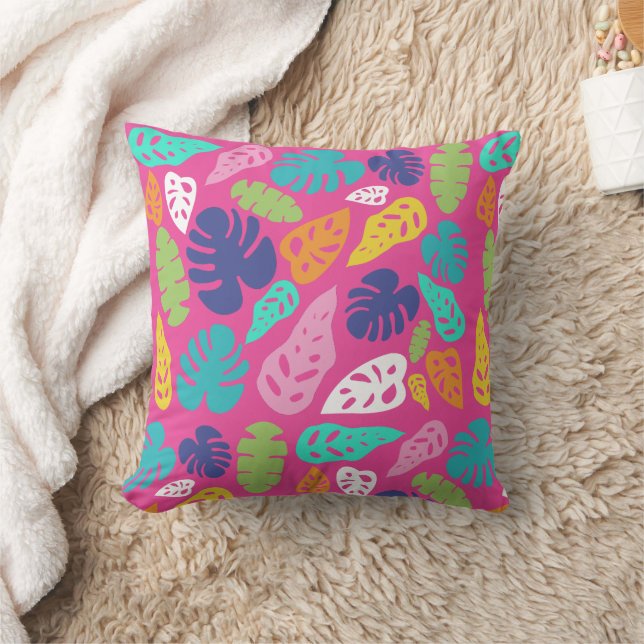 Bright farbenfrohe Tropical Summer Blätter Muster Kissen (Decke)