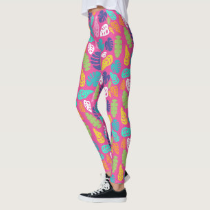 Bright farbenfrohe Tropical Summer Blätter Muster Leggings