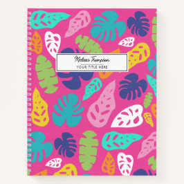 Bright farbenfrohe Tropical Summer Blätter Muster Notizbuch