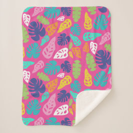 Bright farbenfrohe Tropical Summer Blätter Muster Sherpadecke