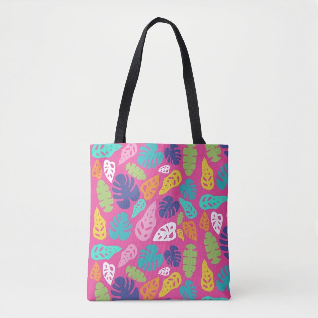 Bright farbenfrohe Tropical Summer Blätter Muster Tasche (Vorderseite)