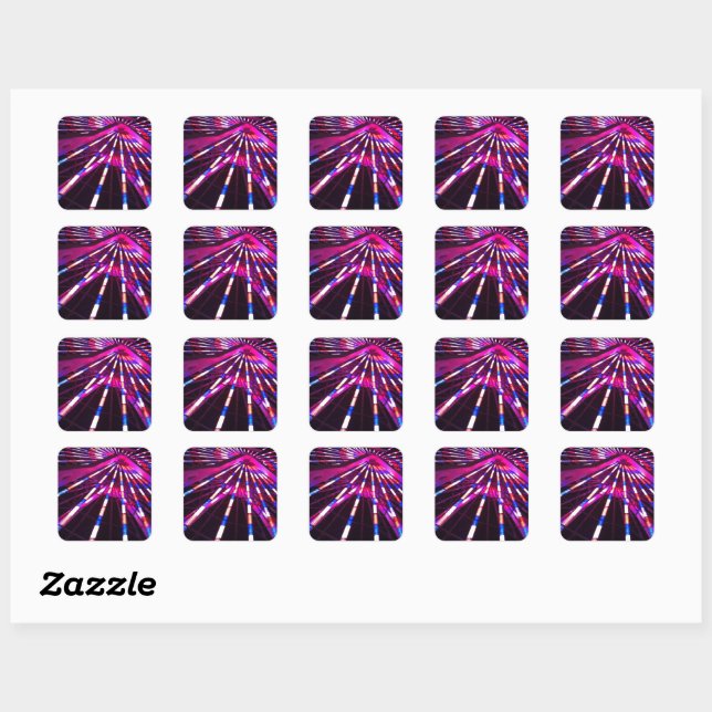 Bright Ferris Wheel Square Stickers (Blatt)
