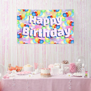 Bright Festival Birthday Balloons Banner
