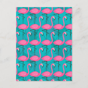 Bright Flamingo Muster 2 Postkarte