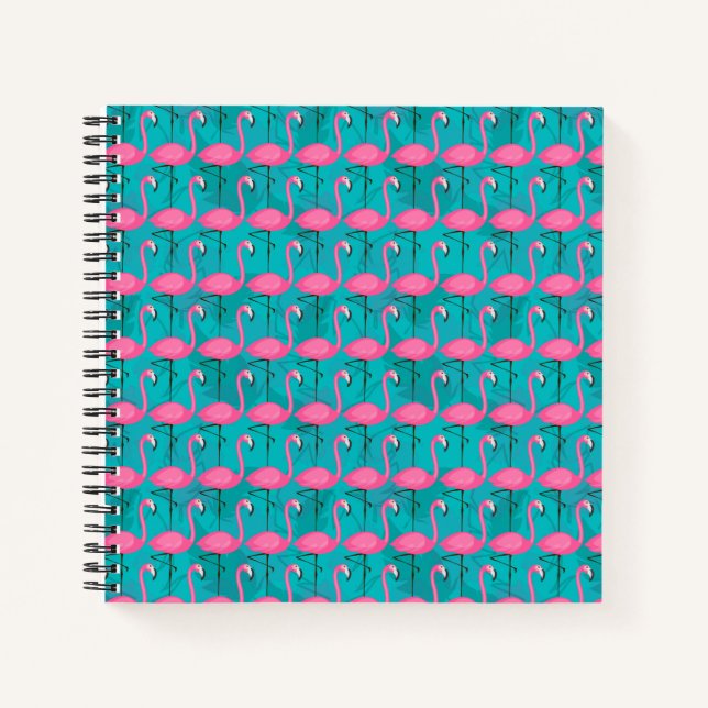 Bright Flamingo Pattern Notizbuch (Vorderseite)