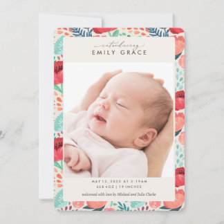 Bright Floral Blooms Photo Girl Faire-part de nais