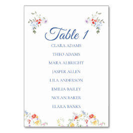 Bright Floral Border Numeric Seating Charts Tischnummer
