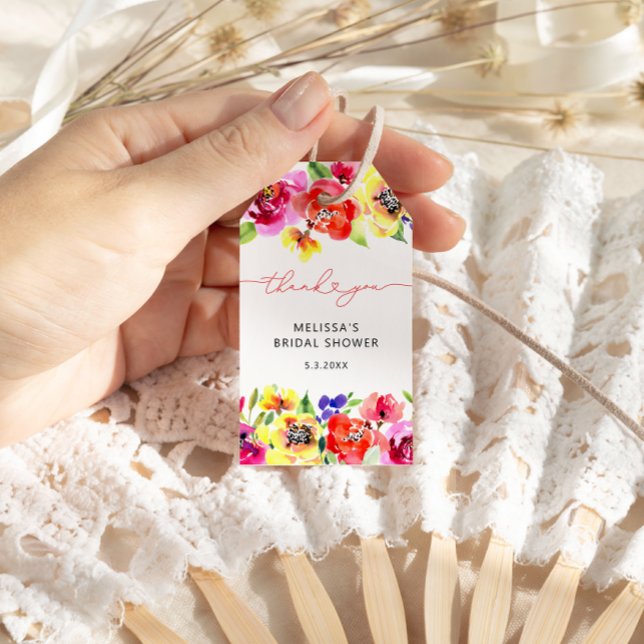 Bright Floral Brautparty Vielen Dank Geschenkanhänger (Von Creator hochgeladen)