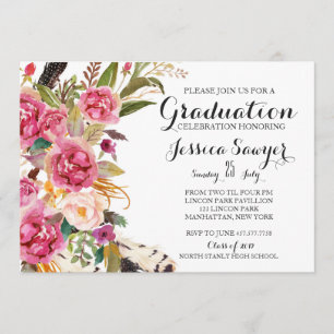 Bright Floral Graduation party Invitation