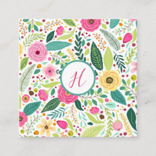 Bright Floral Monogram Begleitkarte