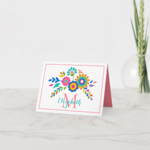 Bright Floral Monogram Dankeskarte