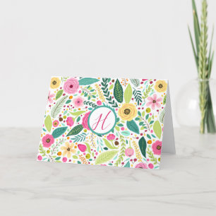 Bright Floral Monogram Dankeskarte