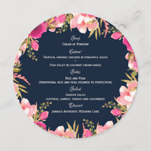 Bright Floral Pink and Navy Round Menu