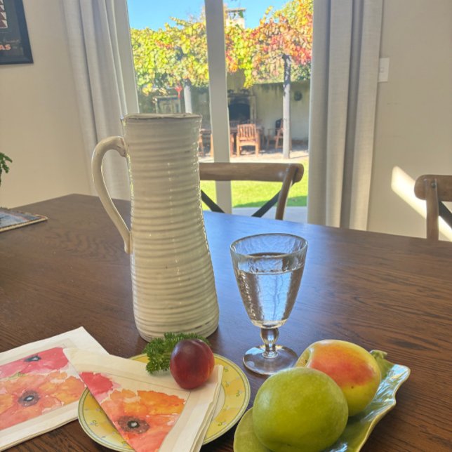 Bright Floral Watercolor Napkin Serviette (Bright watercolor poppy napkin for stylish entertaining and garden-party tables.)