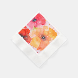 Bright Floral Watercolor Napkin Serviette