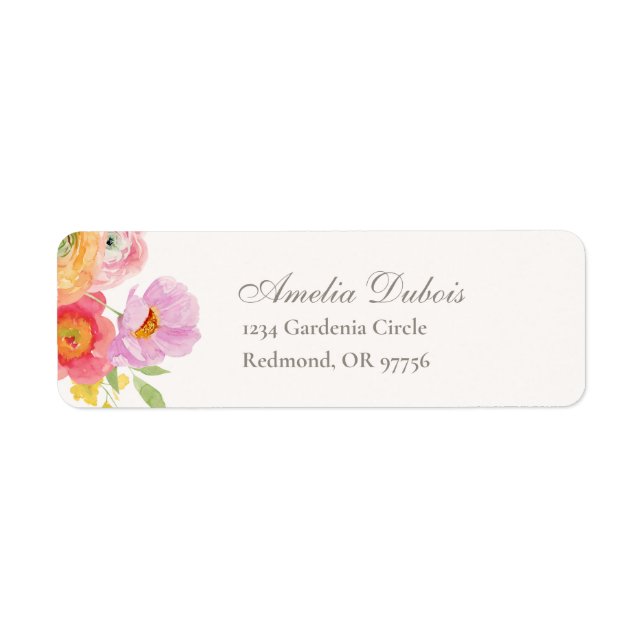 Bright Floral Wedding Return Address Labels (Vorne)