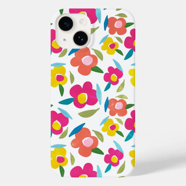 Bright Florals auf Weiß Case-Mate iPhone 14 Hülle (Rückseite)
