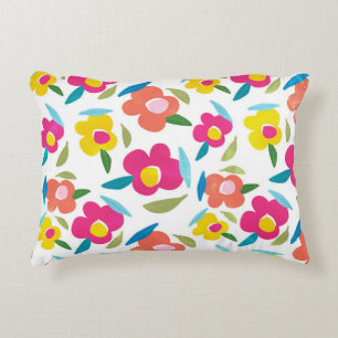 Bright Florals auf Weiß Dekokissen