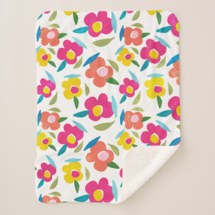 Bright Florals auf Weiß Sherpadecke