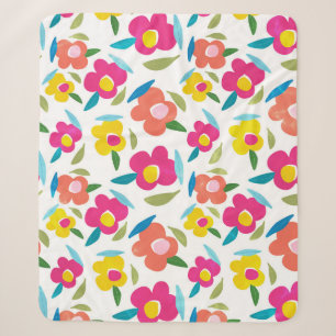 Bright Florals auf Weiß Sherpadecke