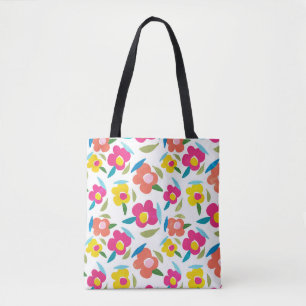 Bright Florals auf Weiß Tasche