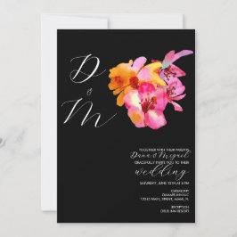 Bright Florals Watercolor Monogram Wedding Einladung