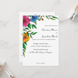 Bright Flower Frühling Sommer Hochzeit QR-Code Einladung