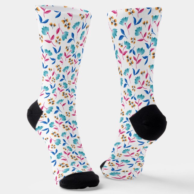 Bright Folk Art Floral Socken (Gewinkelt)
