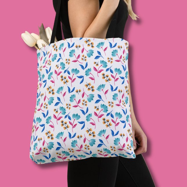 Bright Folk Art Floral Tasche (Modern Abstract Floral Personalized tote bag)