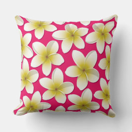 Bright Frangipani/ Plumeria flowers Kissen