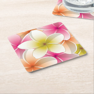 Bright Frangipani/ Plumeria flowers Rechteckiger Pappuntersetzer